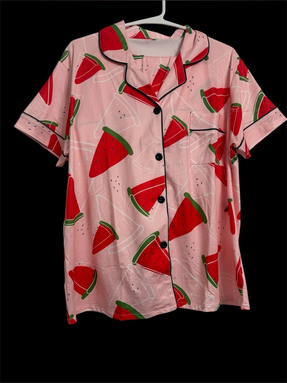 Women's Pink Watermelon Print Short Sleeve Pajama Set